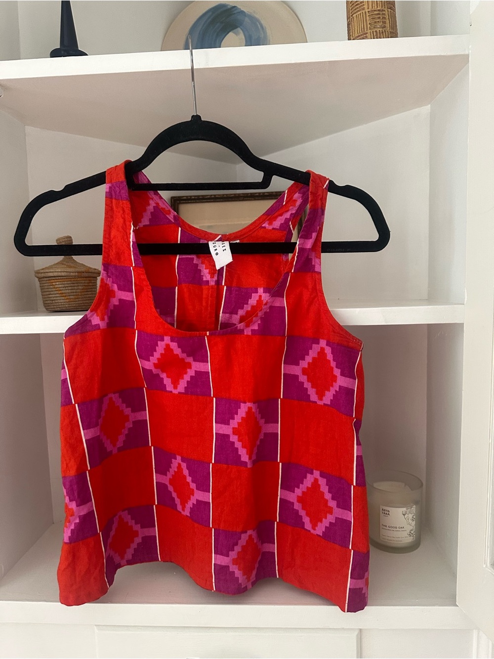 Osei Duro Xs cotton cropped block print tank